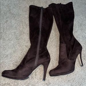 TAHARI Women Mid Calf Boots Heels Brown Size 6.5M